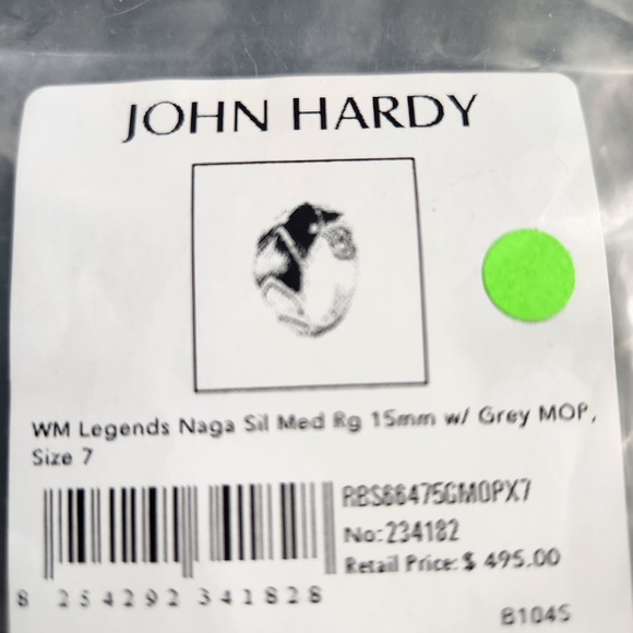 John Hardy Naga Silver and Black Ring - Picture 14 of 15